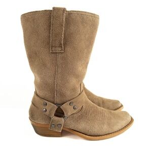 Dingo Western Boots Womens 6.5 Taupe Leather Suede Pull On Round Toe Cowgirl